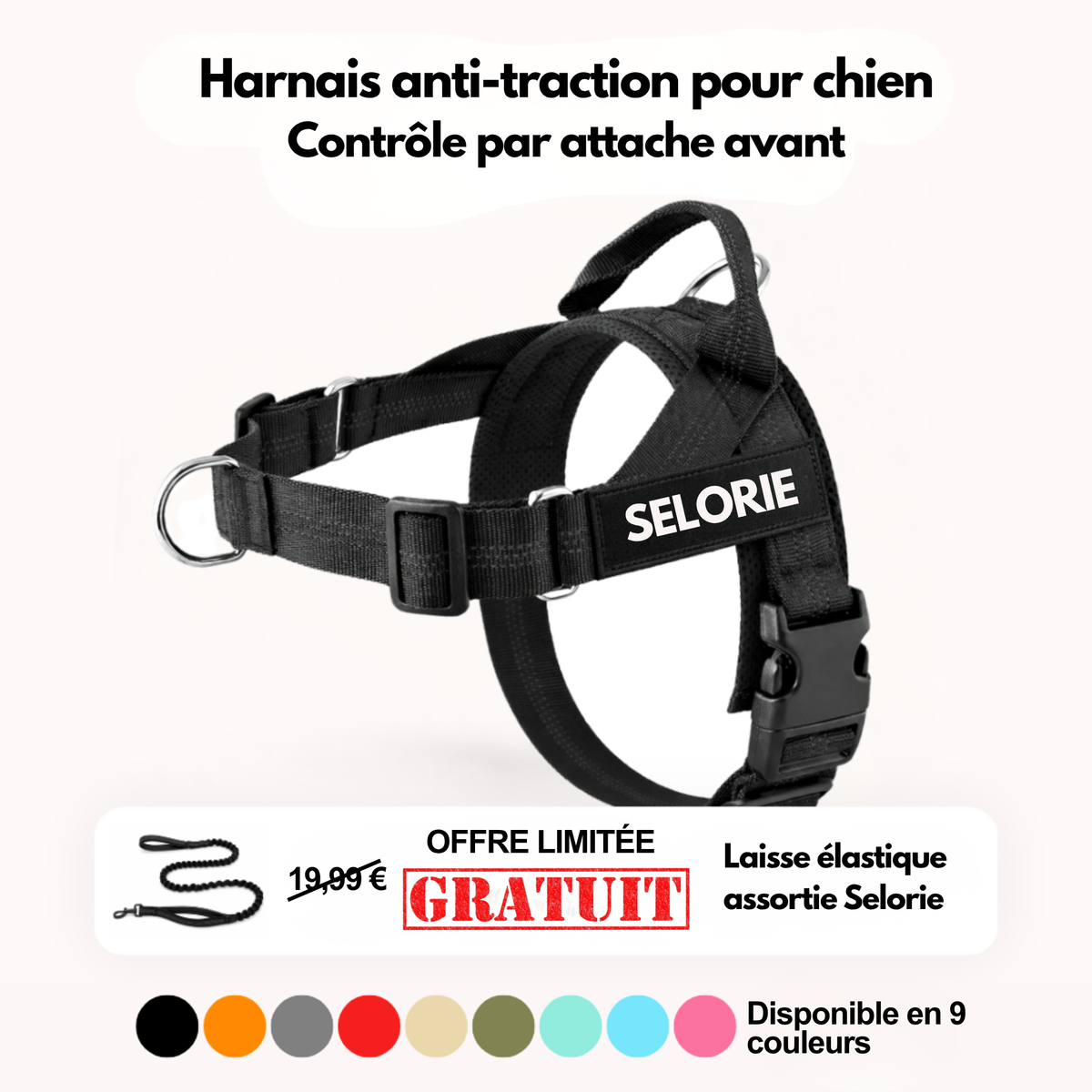 Harnais anti-traction pour chien Selorie